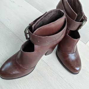 Brown leather ankle boots
